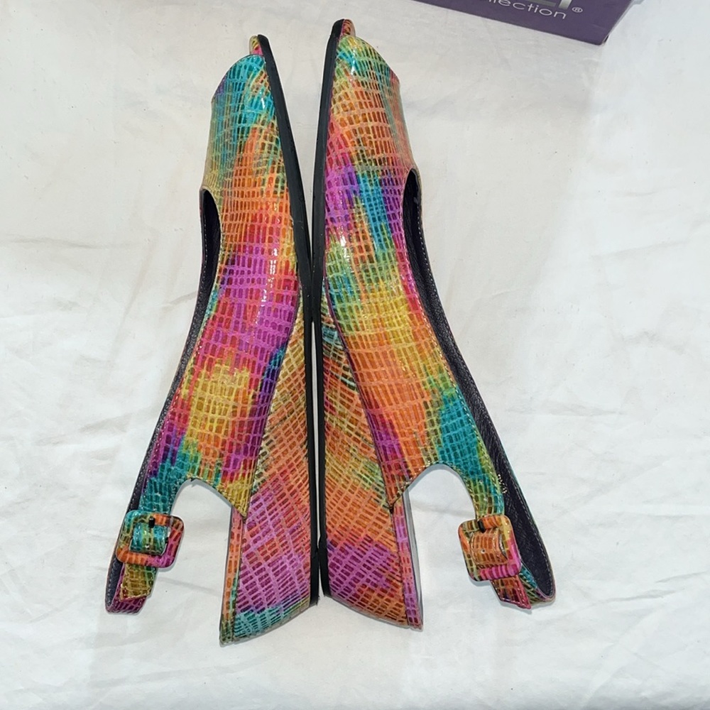 Vaneli Multicolored Open Toed Sling Back Shoes Si… - image 4